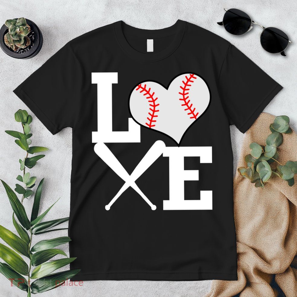 Love Baseball Heart Graphic Premium T-Shirt