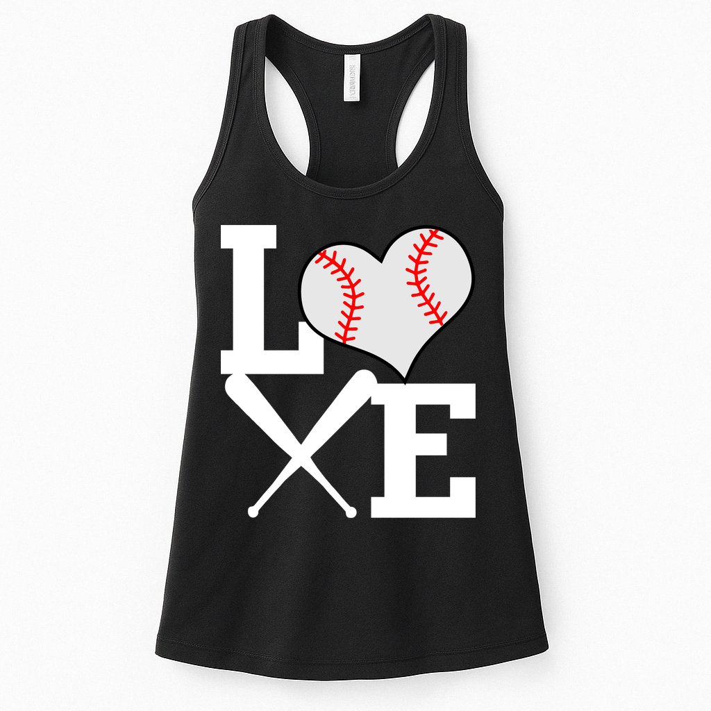 Love Baseball Heart Graphic Womens Tank Top
