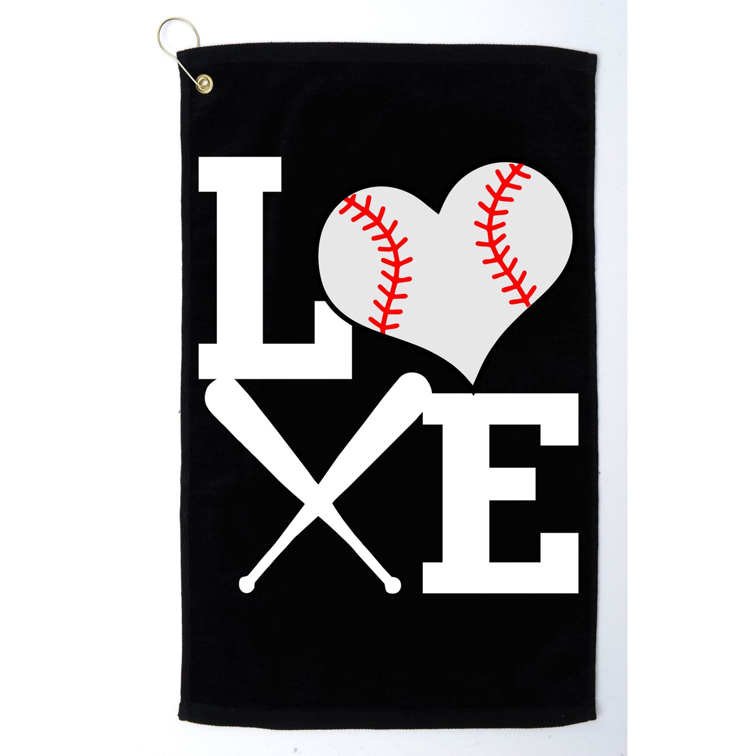 Love Baseball Heart Graphic Golf Towel