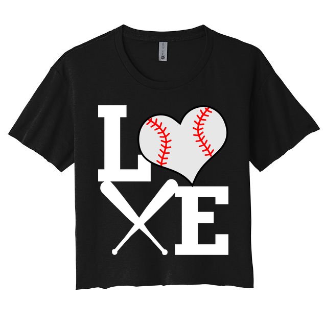 Love Baseball Heart Graphic Crop Top