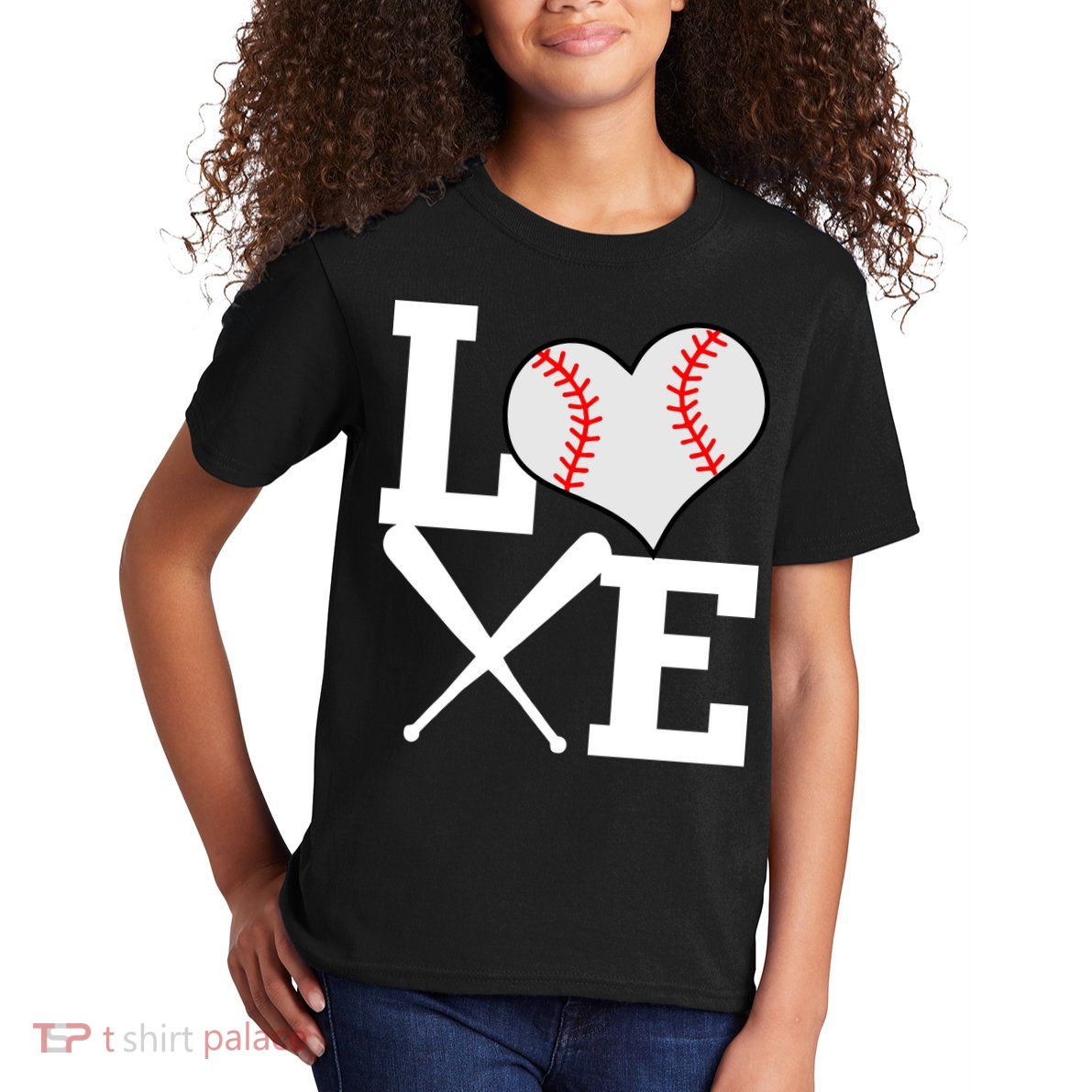 Love Baseball Heart Graphic Kids T-Shirt