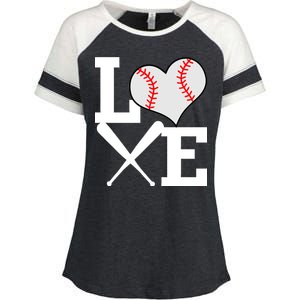 Love Baseball Heart Graphic Enza Ladies Jersey Colorblock Tee