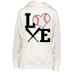 Love Baseball Heart Graphic Womens Funnel Neck Pullover Hood