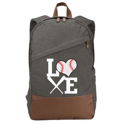 Love Baseball Heart Graphic Cotton Canvas Backpack