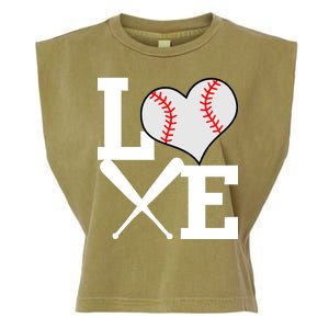 Love Baseball Heart Graphic Garment-Dyed Women's Muscle Tee