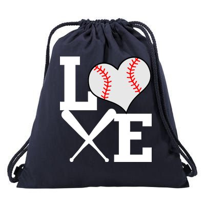 Love Baseball Heart Graphic Drawstring Bag