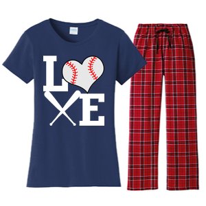 Love Baseball Heart Graphic Women's Flannel Pajama Set