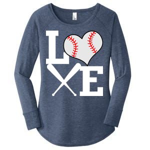 Love Baseball Heart Graphic Women's Perfect Tri Tunic Long Sleeve Shirt