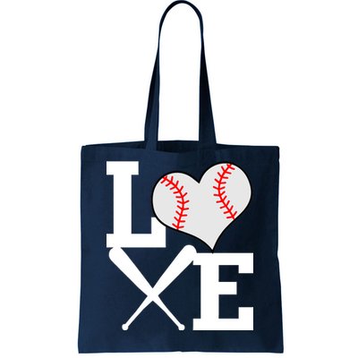 Love Baseball Heart Graphic Tote Bag