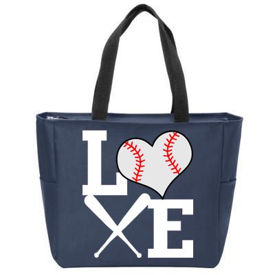 Love Baseball Heart Graphic Zip Tote Bag