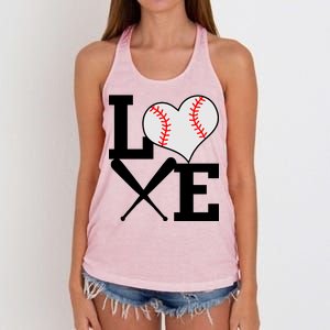 Love Baseball Heart Graphic Women's Knotted Racerback Tank