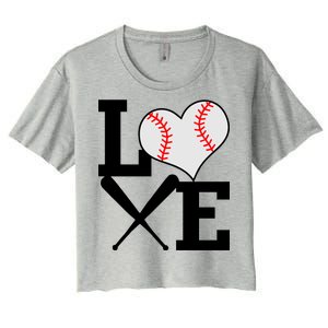 Love Baseball Heart Graphic Women's Crop Top Tee