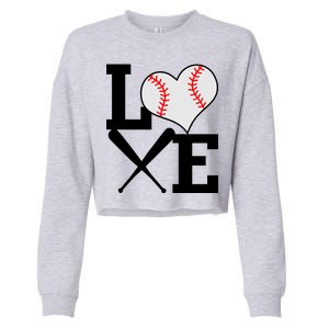 Love Baseball Heart Graphic Cropped Pullover Crew