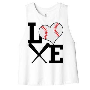 Love Baseball Heart Graphic Women's Racerback Cropped Tank