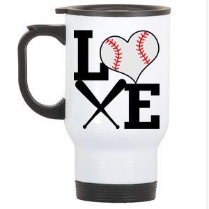 Love Baseball Heart Graphic Stainless Steel Travel Mug