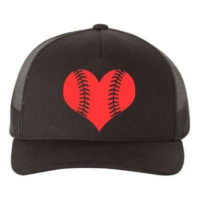 Love Baseball Red Heart Yupoong Adult 5-Panel Trucker Hat