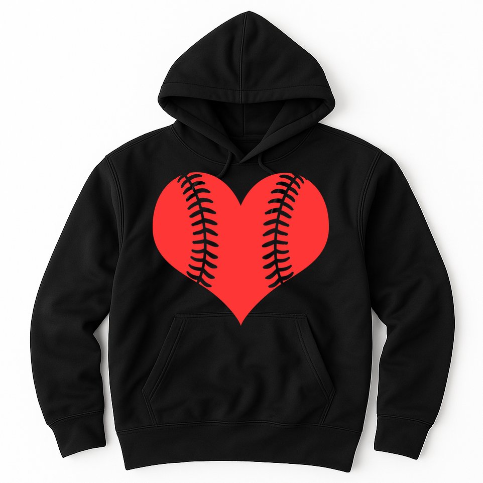 Love Baseball Red Heart Hoodie