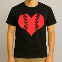 Love Baseball Red Heart T-Shirt