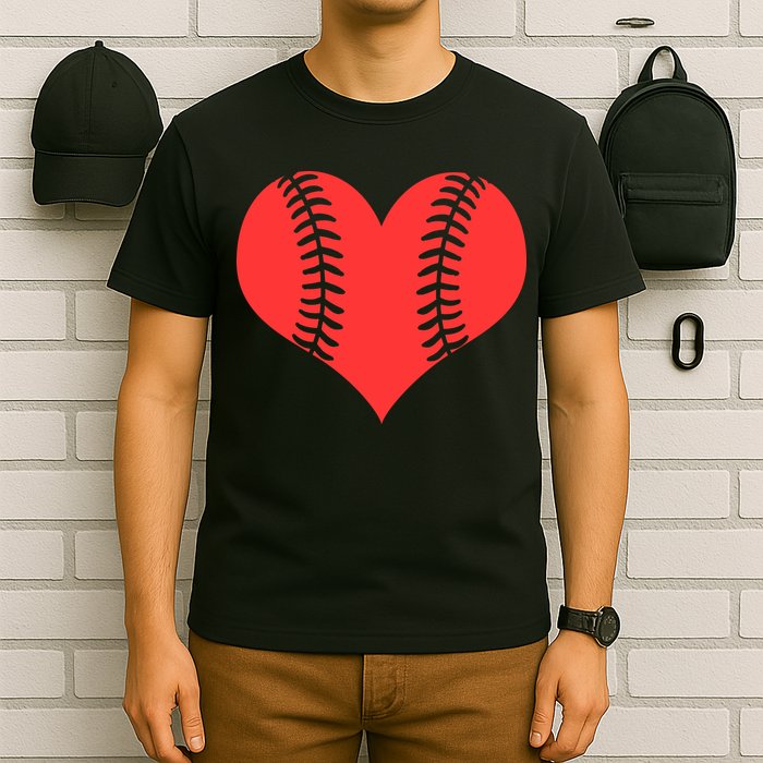 Love Baseball Red Heart T-Shirt