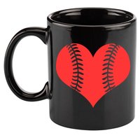 Love Baseball Red Heart 11oz C Handle Ceramic Mug