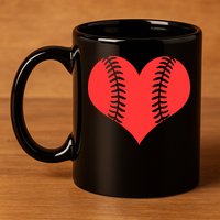 Love Baseball Red Heart 11oz C Handle Ceramic Mug