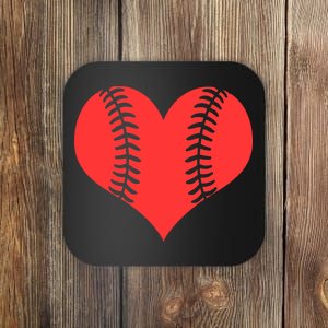 Love Baseball Red Heart Coaster