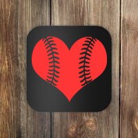 Love Baseball Red Heart Coaster