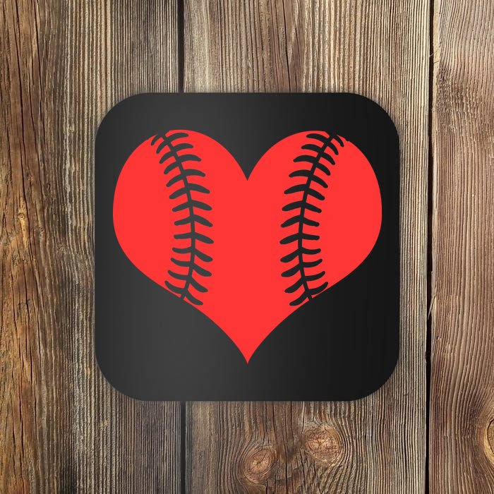 Love Baseball Red Heart Coaster