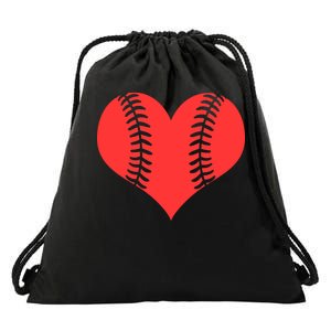 Love Baseball Red Heart Drawstring Bag