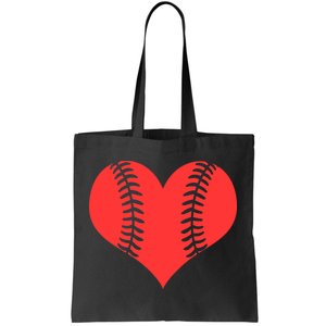 Love Baseball Red Heart Tote Bag