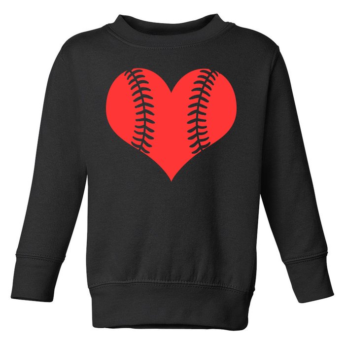 Love Baseball Red Heart Toddler Sweatshirt