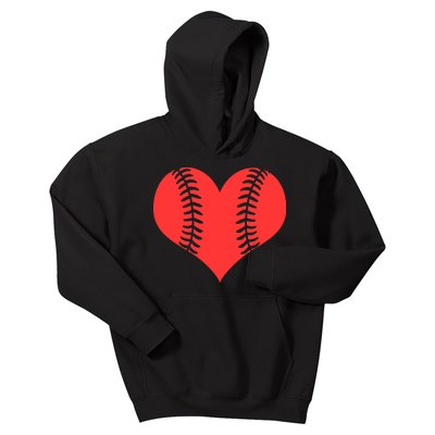 Love Baseball Red Heart Kids Hoodie