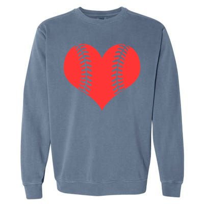 Love Baseball Red Heart Garment-Dyed Sweatshirt