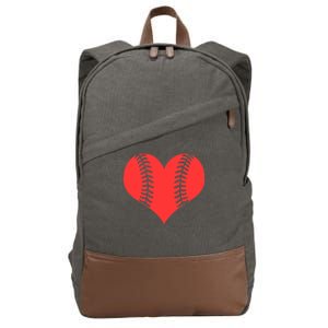 Love Baseball Red Heart Cotton Canvas Backpack