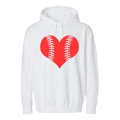 Love Baseball Red Heart Garment-Dyed Fleece Hoodie