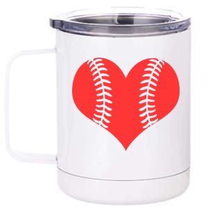 Love Baseball Red Heart 12 oz Stainless Steel Tumbler Cup