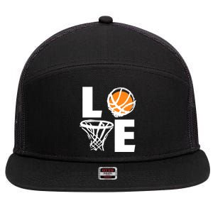 Love Basketball Hoop 7 Panel Mesh Trucker Snapback Hat