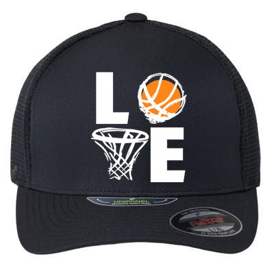 Love Basketball Hoop Flexfit Unipanel Trucker Cap