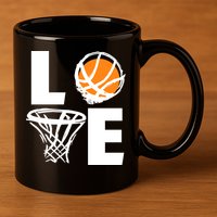 Love Basketball Hoop 11oz C Handle Ceramic Mug