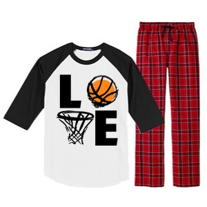 Love Basketball Hoop Raglan Sleeve Pajama Set