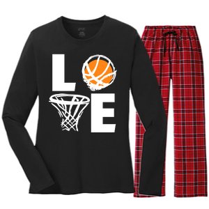 Love Basketball Hoop Women's Long Sleeve Flannel Pajama Set 