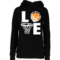 Love Basketball Hoop Womens Funnel Neck Pullover Hood