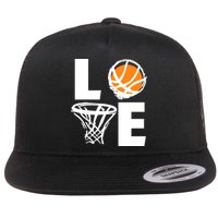 Love Basketball Hoop Flat Bill Trucker Hat