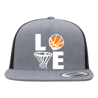 Love Basketball Hoop Flat Bill Trucker Hat