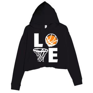 Love Basketball Hoop Crop Fleece Hoodie