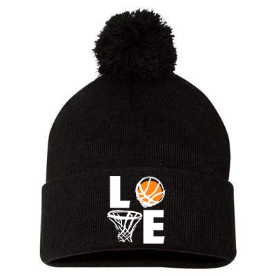 Love Basketball Hoop Pom Pom 12in Knit Beanie