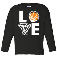 Love Basketball Hoop Toddler Long Sleeve Shirt