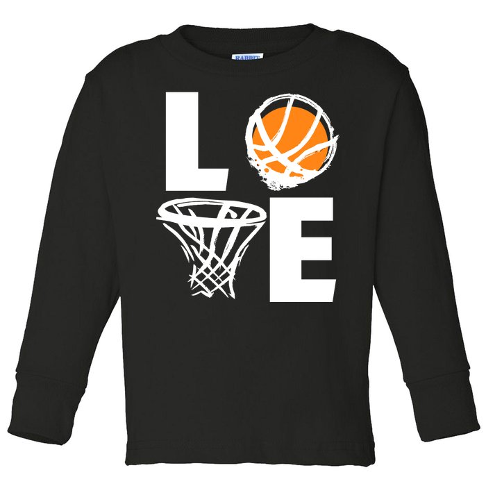 Love Basketball Hoop Toddler Long Sleeve Shirt