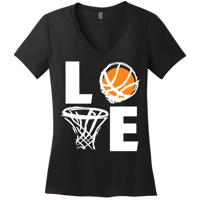 Love Basketball Hoop Women's V-Neck T-Shirt