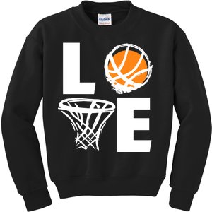 Love Basketball Hoop Kids Sweatshirt